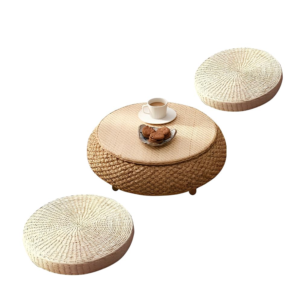 Amazon｜Fuyutu ちゃぶ台 円卓 ローテーブル 籐編み ラタン 卓袱台 座